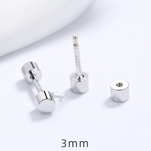 Khuyên tai nam bạc s925 thiết kế trơn basic độc đáo Double Thread (1 chiếc) | GEMY SILVER KN123
