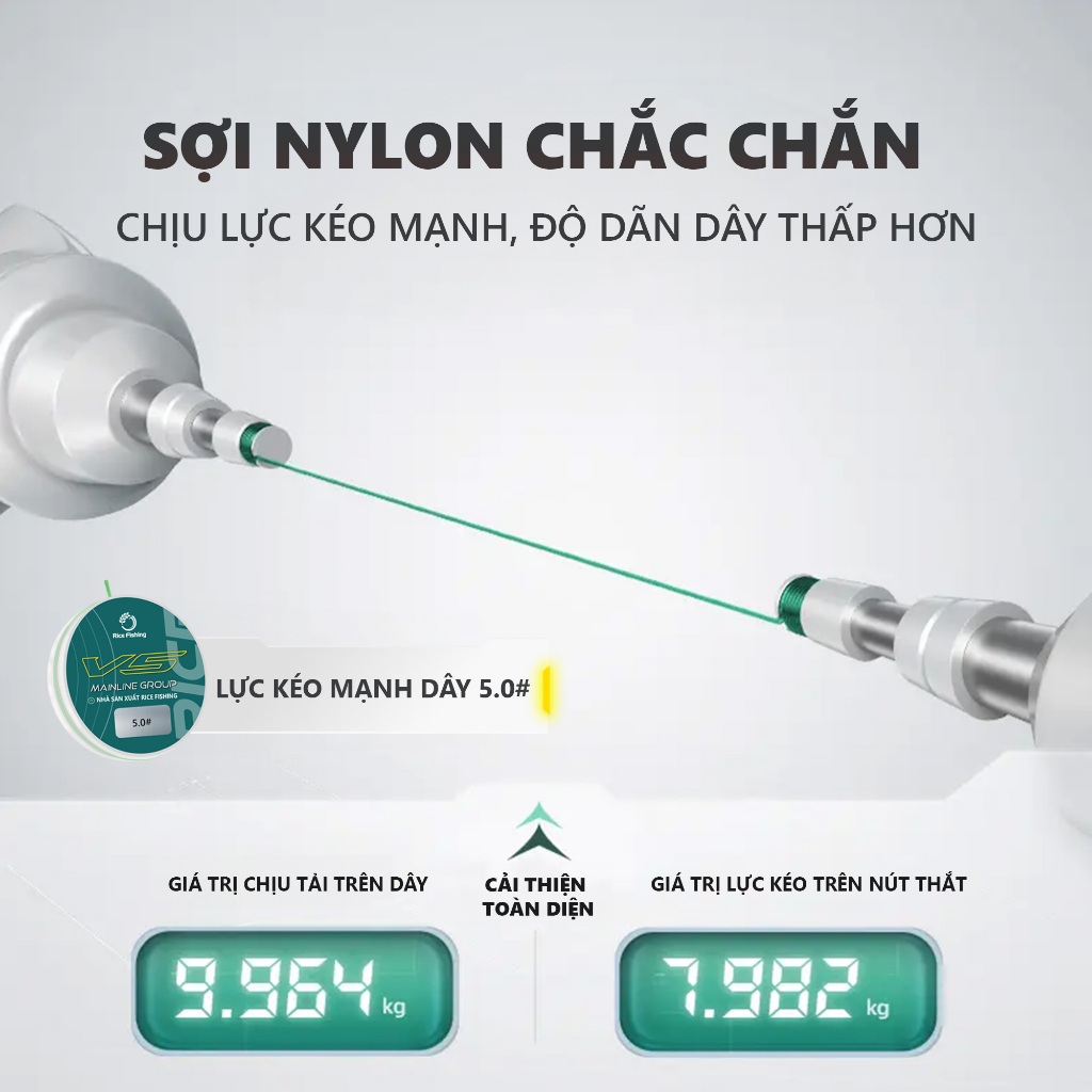 Dây trục câu đài cước câu cá Rice Fishing dây trục V5 nylon lụa Nhật siêu mềm tăng sức tải DC-21