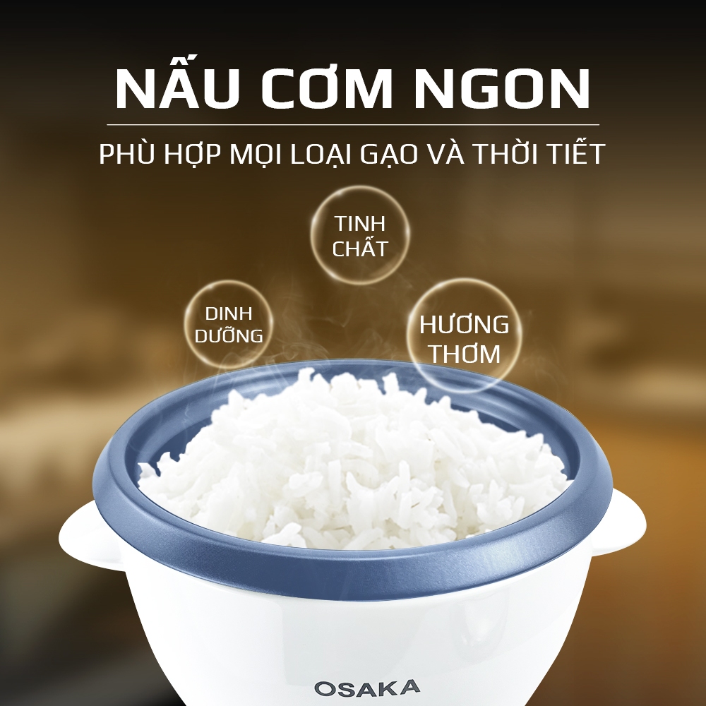 Nồi Cơm Điện OSAKA RC-220 Dung Tích 2.2L, Công Suất 900W - Lòng Nồi Chống Dính - Nắp Inox 304