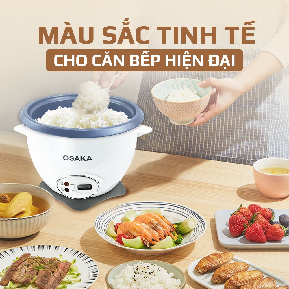 Nồi Cơm Điện OSAKA RC-220 Dung Tích 2.2L, Công Suất 900W - Lòng Nồi Chống Dính - Nắp Inox 304