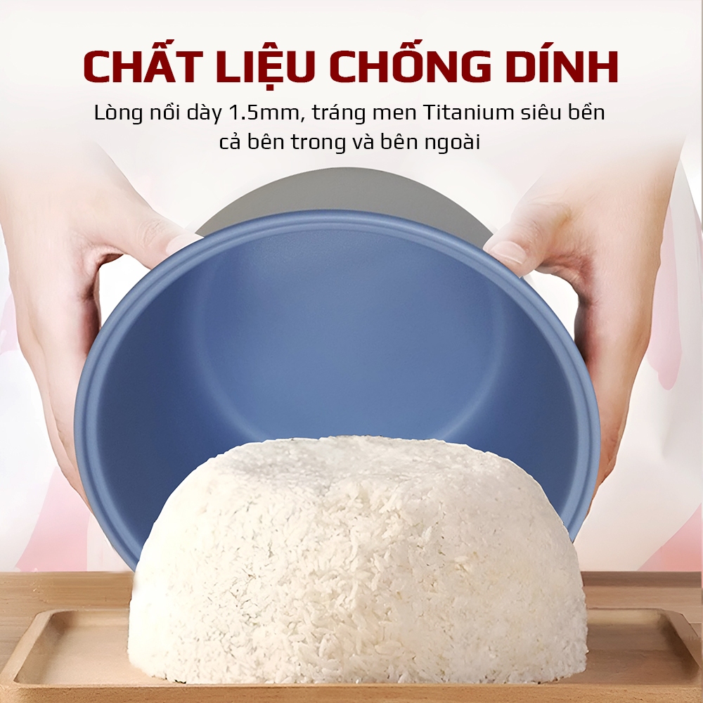 Nồi Cơm Điện OSAKA RC-118T Dung Tích 1.8L - Mâm Nhiệt Lớn - Tráng Men Titanium Chống Dính - Nắp Gài