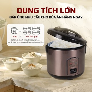 Nồi Cơm Điện OSAKA RC-118T 1.8L – Tráng Men Titanium, Mâm Nhiệt Lớn, Làm Bánh – Ủ Sữa Chua – 700W
