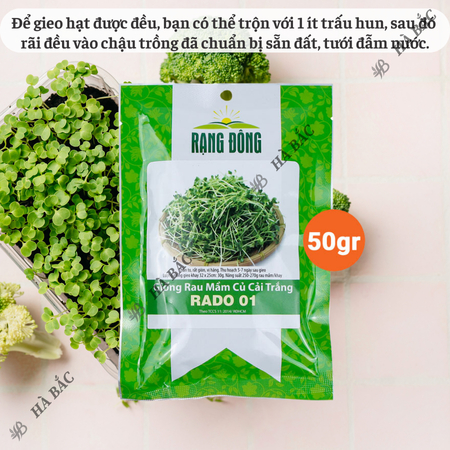 Hạt Giống Rau Mầm Củ Cải Trắng RADO 01 (Gói 50g~3000 Hạt) Rạng Đông, Nảy Mầm Đồng Đều, Nhanh Thu Hoạch