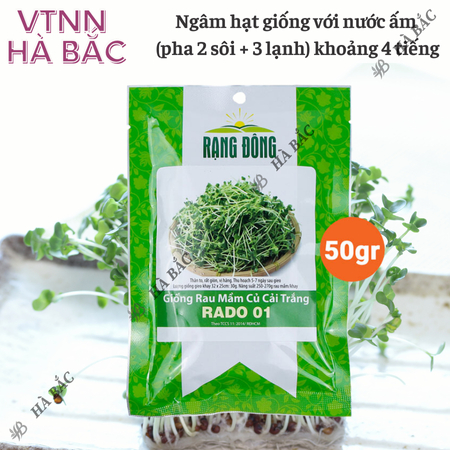 Hạt Giống Rau Mầm Củ Cải Trắng RADO 01 (Gói 50g~3000 Hạt) Rạng Đông, Nảy Mầm Đồng Đều, Nhanh Thu Hoạch