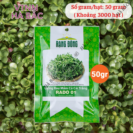 Hạt Giống Rau Mầm Củ Cải Trắng RADO 01 (Gói 50g~3000 Hạt) Rạng Đông, Nảy Mầm Đồng Đều, Nhanh Thu Hoạch