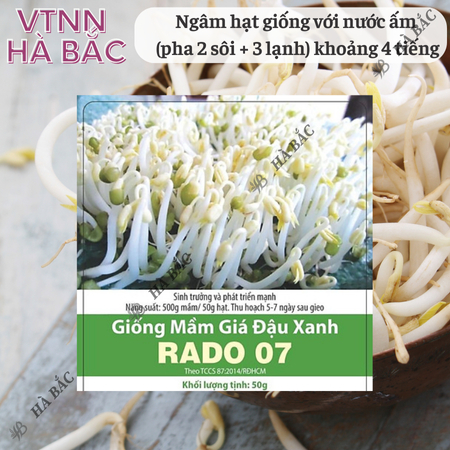 Hạt Giống Mầm Giá Đậu Xanh RADO 07 (Gói 50g~1800 Hạt) Rạng Đông, Dễ Trồng, Nhanh Thu Hoạch, Giàu Dinh Dưỡng