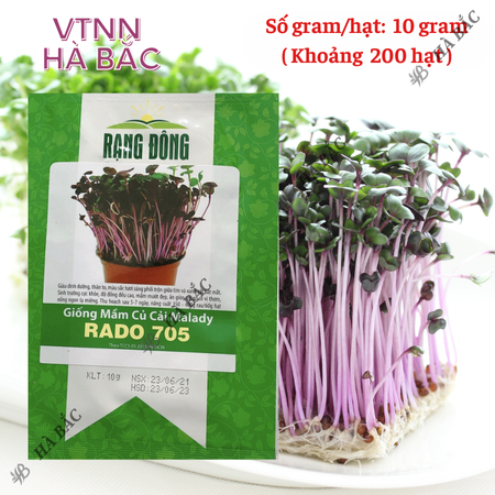 Hạt Giống Mầm Củ Cải Malady RADO 705 (Gói 10g~200 Hạt) Rạng Đông, Dễ Trồng, Nhanh Thu Hoạch