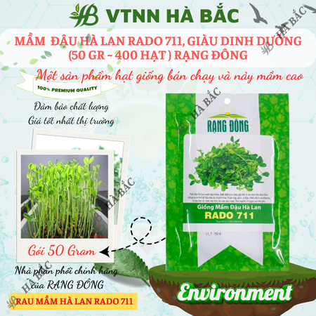Hạt Giống Mầm Đậu Hà Lan RADO 711 (Gói 50g~400 Hạt) Rạng Đông, Giòn Ngọt, Nhanh Thu Hoạch, Giàu Dinh Dưỡng