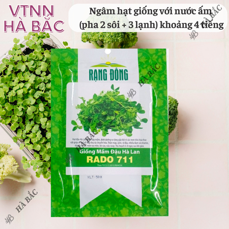 Hạt Giống Mầm Đậu Hà Lan RADO 711 (Gói 50g~400 Hạt) Rạng Đông, Giòn Ngọt, Nhanh Thu Hoạch, Giàu Dinh Dưỡng