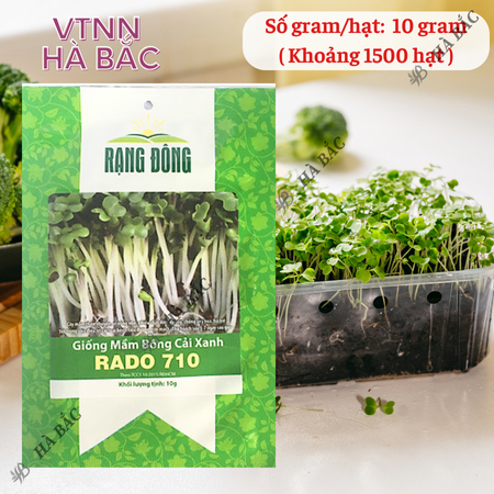 Hạt Giống Mầm Bông Cải Xanh RADO 710 (Gói 10g~1500 Hạt) Rạng Đông, Dễ Trồng, Nhanh Thu Hoạch, Giàu Dinh Dưỡng