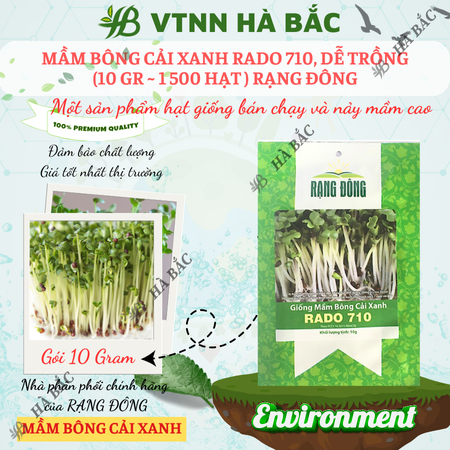 Hạt Giống Mầm Bông Cải Xanh RADO 710 (Gói 10g~1500 Hạt) Rạng Đông, Dễ Trồng, Nhanh Thu Hoạch, Giàu Dinh Dưỡng