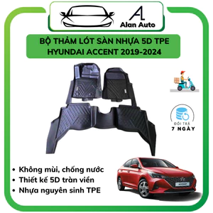 Thảm lót sàn ô tô Hyundai Accent 2018-2024, Thảm sàn nhựa TPE 5D đúc theo xe. Bộ 3 miếng hàng cao cấp
