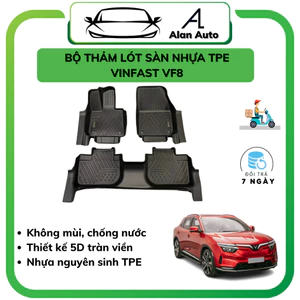 Thảm lót sàn ô tô Vinfast VF8, Thảm sàn nhựa TPE 5D đúc theo xe. Bộ 3 miếng hàng cao cấp