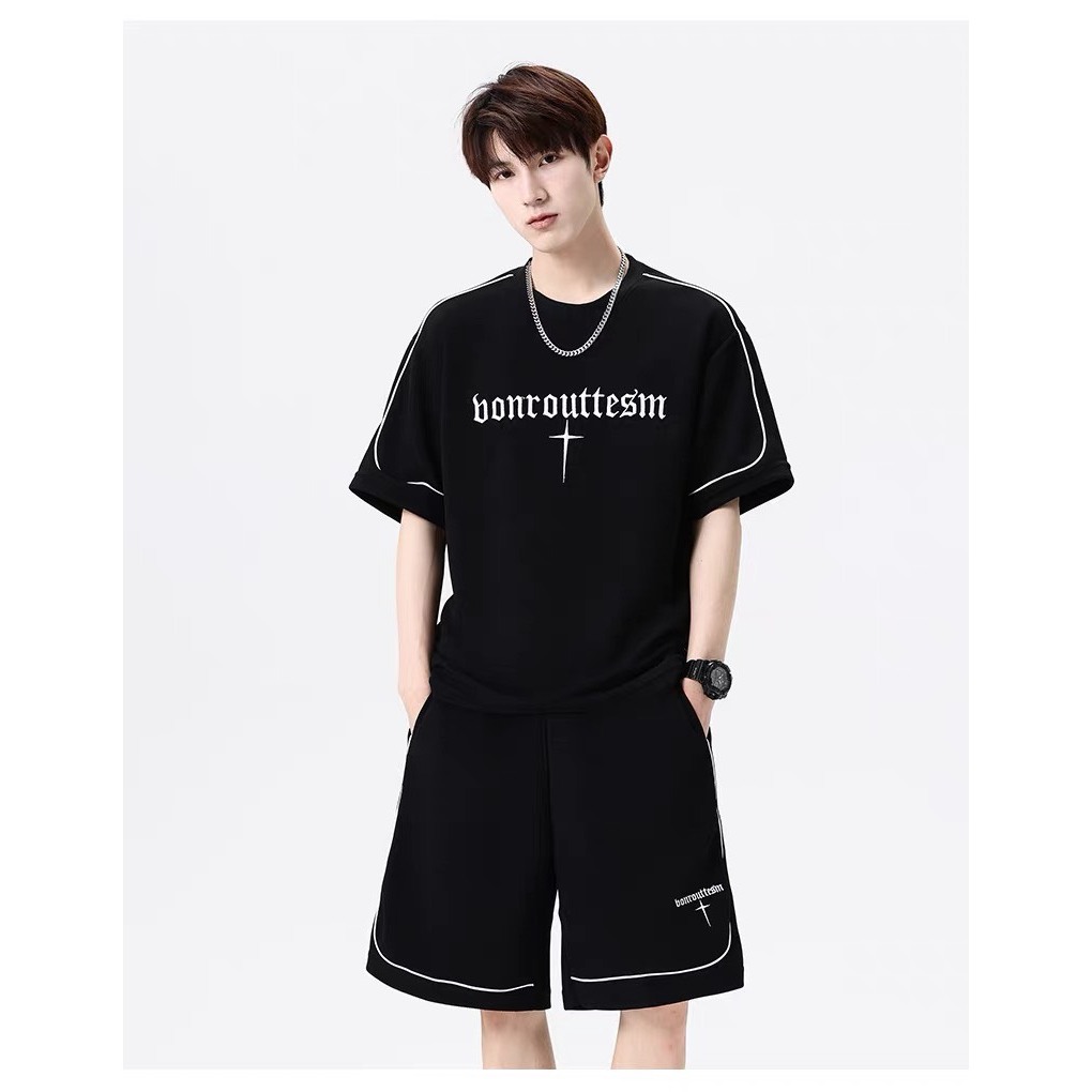 Bộ Thể Thao thun lạnh Cổ Tròn Trơn Basic, Phong Cách BONROU Bóng Rổ Hè Cotton Thoáng Khí Thấm Hút Mồ Hôi Tốt - SSL
