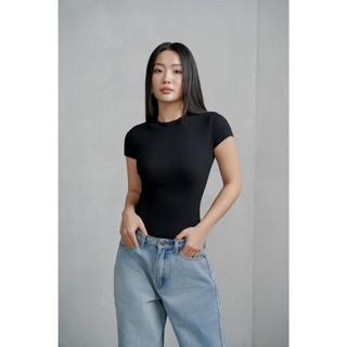 THEKIM Áo bodysuit ngắn tay cổ tròn , áo liền thân thun tăm lạnh T294