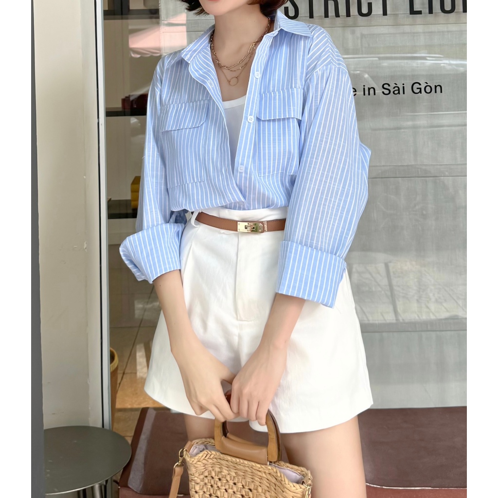 Ảnh BBSTORE’S Quần Short Kaki Lưng Cao Bản Đỉa Nhỏ Thanh Lịch - Q3117 4