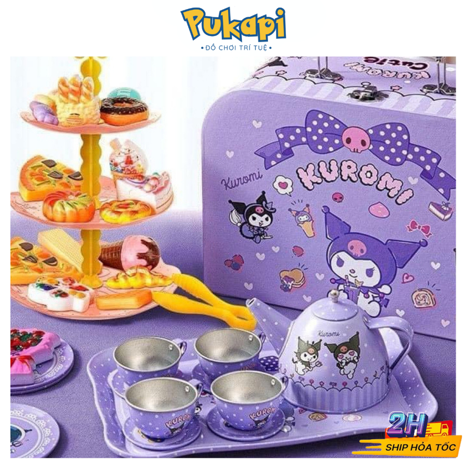 Vali Tiệc Trà Bánh Vali Kurumi  Vali Trà Bánh Cho Bé Hình Kuromi Vali Trà Bánh Pony Dễ Thương - Đồ Chơi Cho Bé PUKAPI