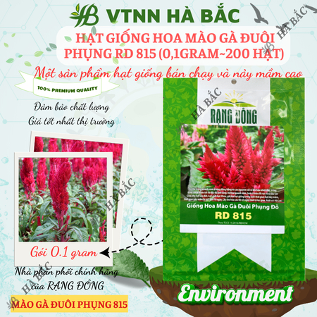Hạt Giống Hoa Mào Gà Đuôi Phụng RADO 815 (Gói 0,1g~200 Hạt) Rạng Đông, Chuẩn Giống Cho Hoa Mùa Tết, Dễ Chăm Sóc