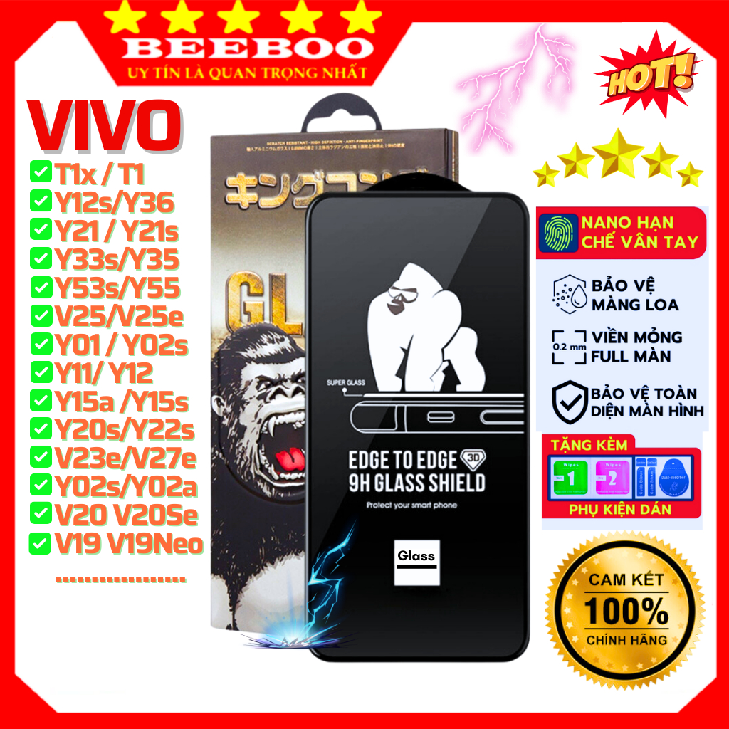 Kính cường lực Vivo V27e V25e V25 Y36 Y35 Y55 Y01 Y02a Y02s Y02 Y03 Y12s Y16 Y17s Y21 Y21s Y22s Y15a Y15s Y20s V23e 3D
