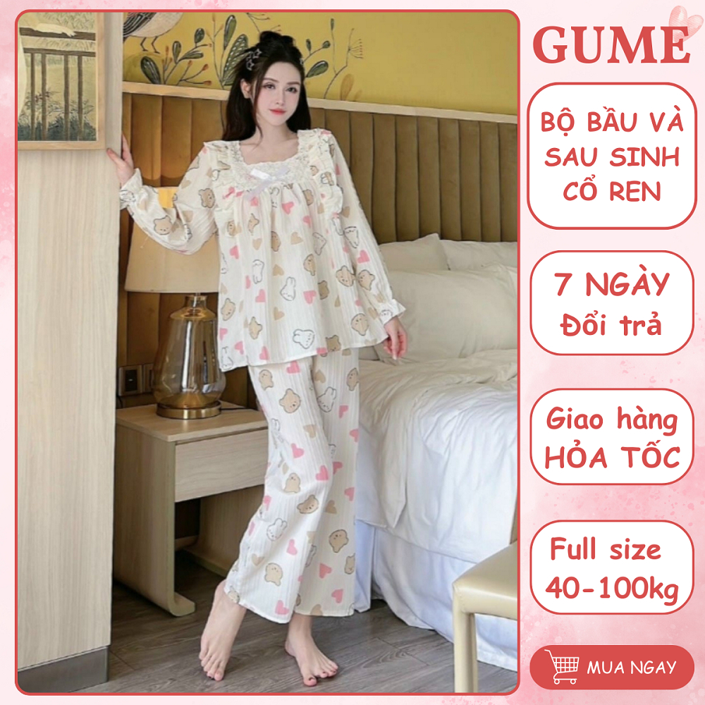 Bộ Bầu Và Sau Sinh Cho Con Bú Cổ Ren Dễ Thương Xinh Xắn, Bộ Đồ Cho Con ...