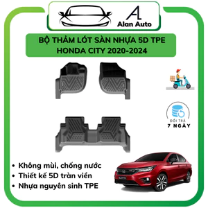 Thảm lót sàn ô tô Honda City 2020-2024, Thảm sàn nhựa TPE 5D đúc theo xe. Bộ 3 miếng hàng cao cấp