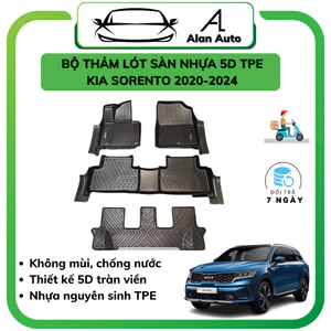 Thảm lót sàn ô tô Kia Sorento 2021-2024, Thảm sàn nhựa TPE 5D đúc theo xe. Bộ 4 miếng hàng cao cấp
