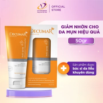 Sữa rửa mặt kiềm dầu Decumar dạng gel giảm nhờn, sạch sâu, duy trì độ ẩm, ngăn mụn tuýp 50gr - DGR50