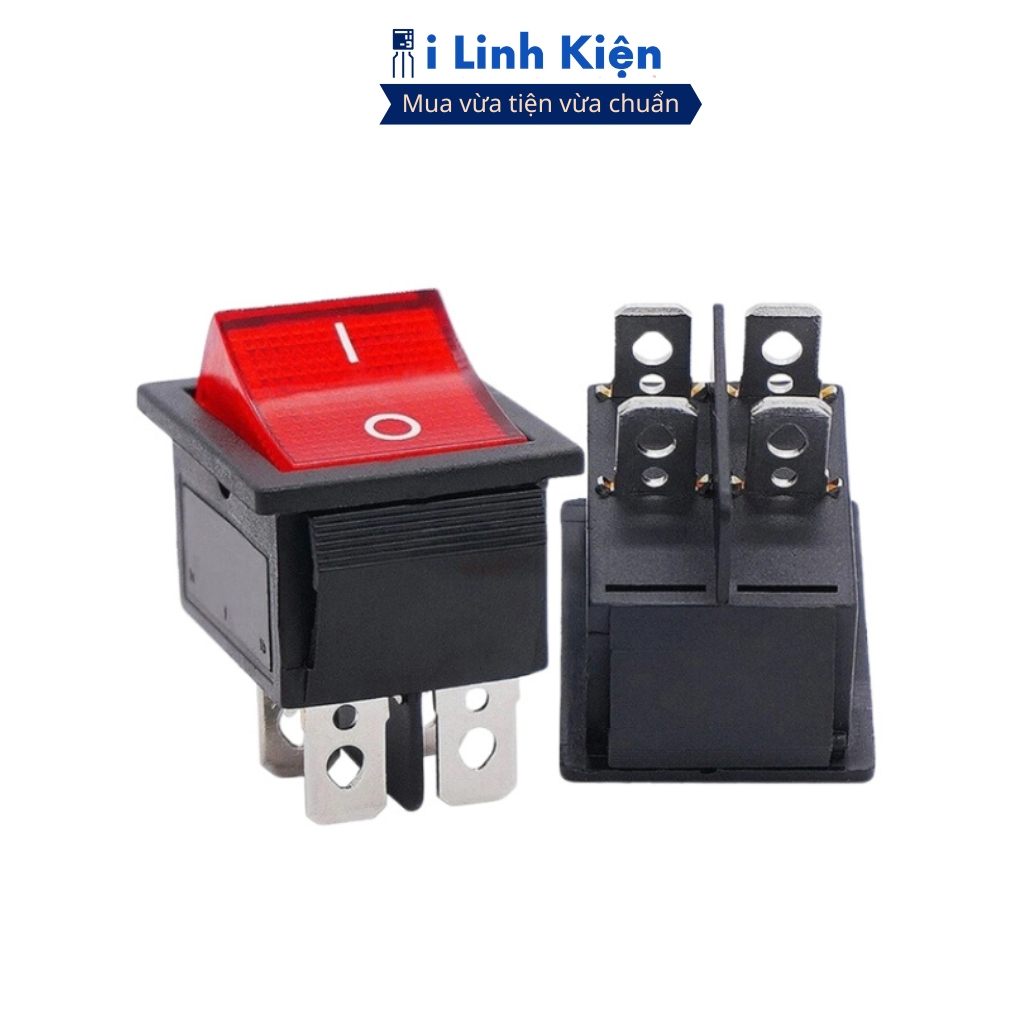 Công tắc bập bênh KCD4-102 4P 16A 250V đèn đỏ/ xanh lá iLinhkien