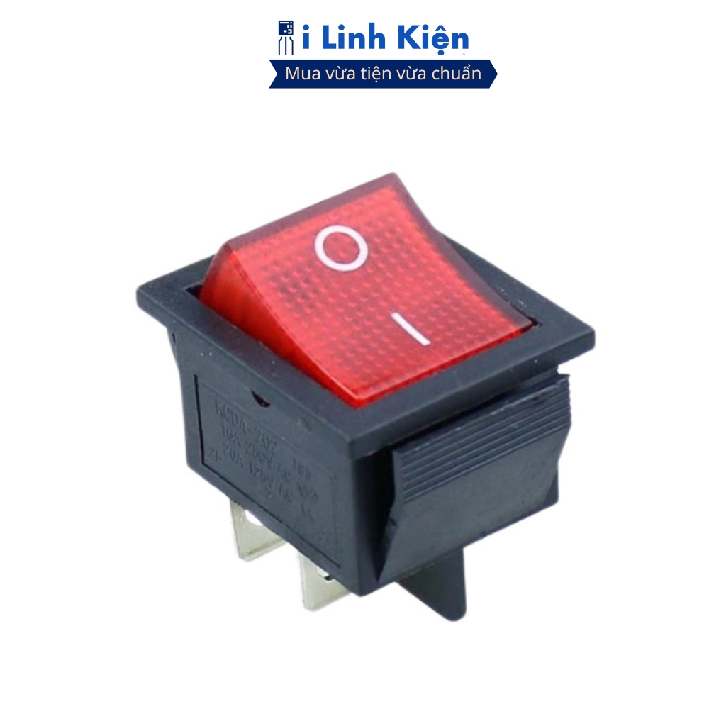 Công tắc bập bênh KCD4-102 4P 16A 250V đèn đỏ/ xanh lá iLinhkien