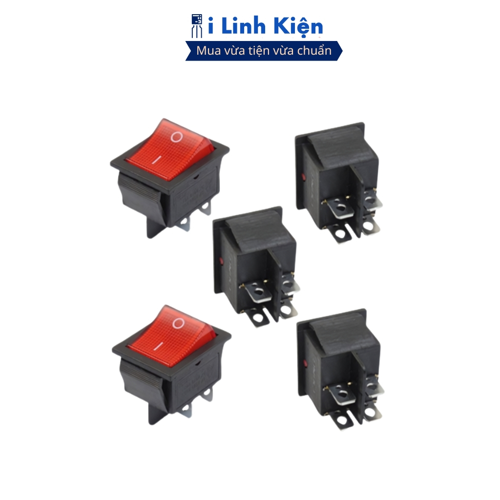 Công tắc bập bênh KCD4-102 4P 16A 250V đèn đỏ/ xanh lá iLinhkien