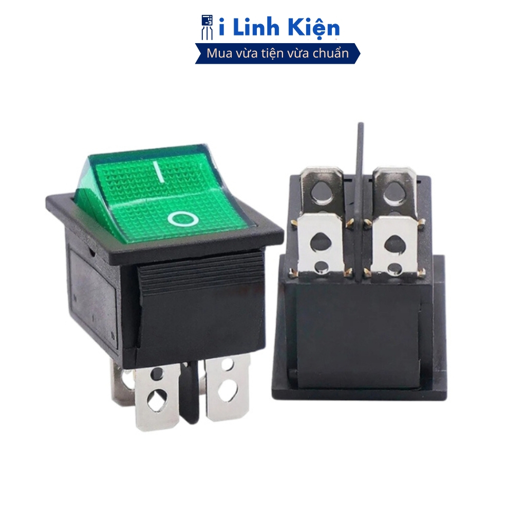 Công tắc bập bênh KCD4-102 4P 16A 250V đèn đỏ/ xanh lá iLinhkien