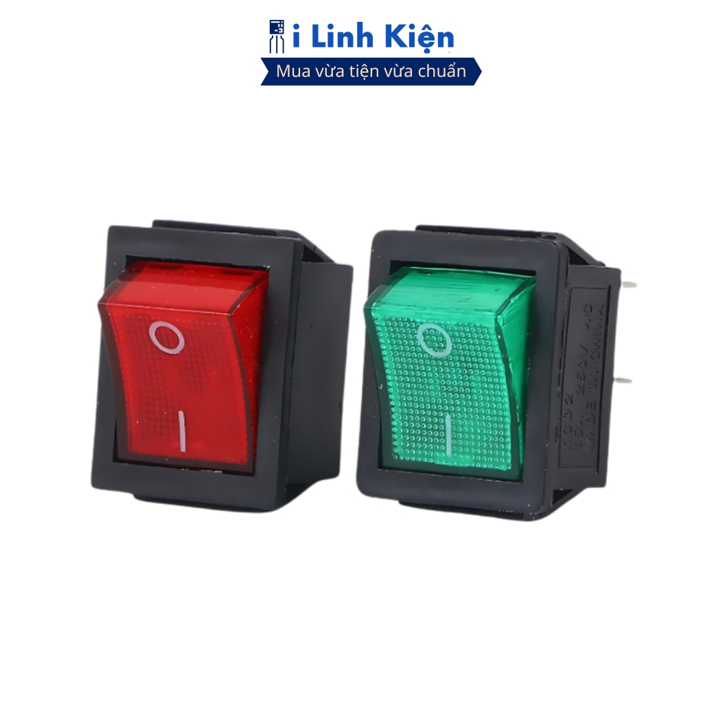 Công tắc bập bênh KCD4-102 4P 16A 250V đèn đỏ/ xanh lá iLinhkien