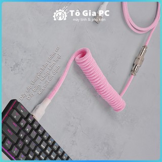 Dây cáp xoắn lò xo bàn phím cơ USB - type C dây dù Polyethylene 3 mét, đầu nối kim loại GX cao cấp