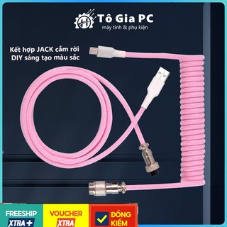 Dây cáp xoắn lò xo bàn phím cơ USB - type C dây dù Polyethylene 3 mét, đầu nối kim loại GX cao cấp