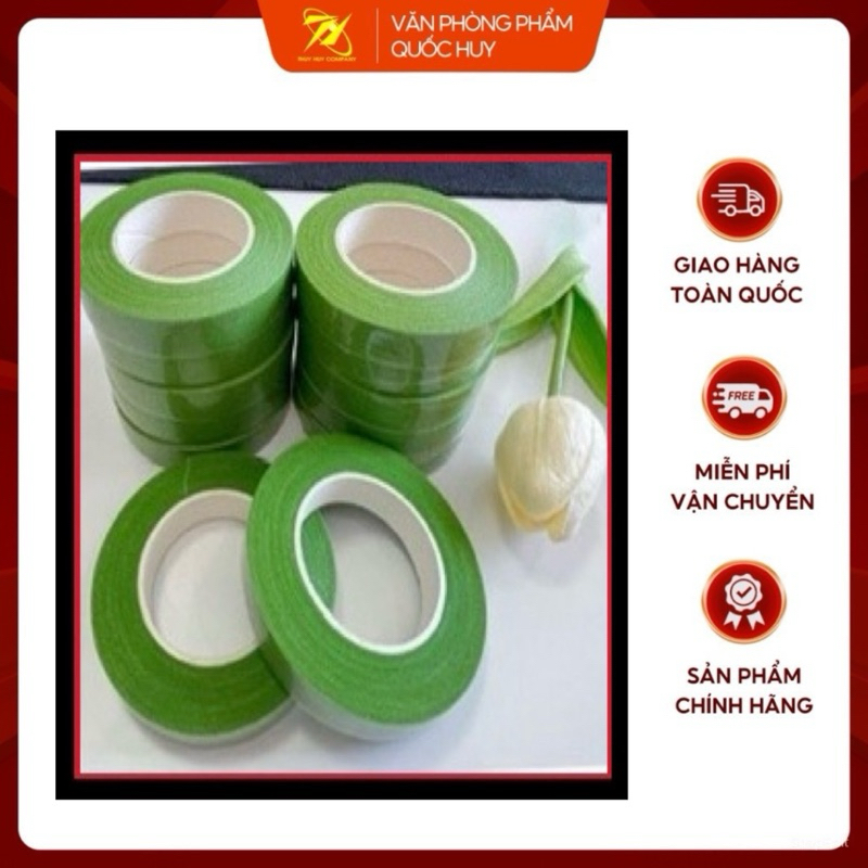 [SỈ] BĂNG DÍNH QUẤN CÀNH XANH LÁ NON, LỐC 12 CUỘN - VPP QUỐC HUY.