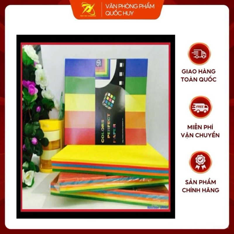 [BUÔN ] BÌA MÀU A4 TRỘN 5 MÀU TM (GRAM 100 TỜ) - VPP QUỐC HUY.