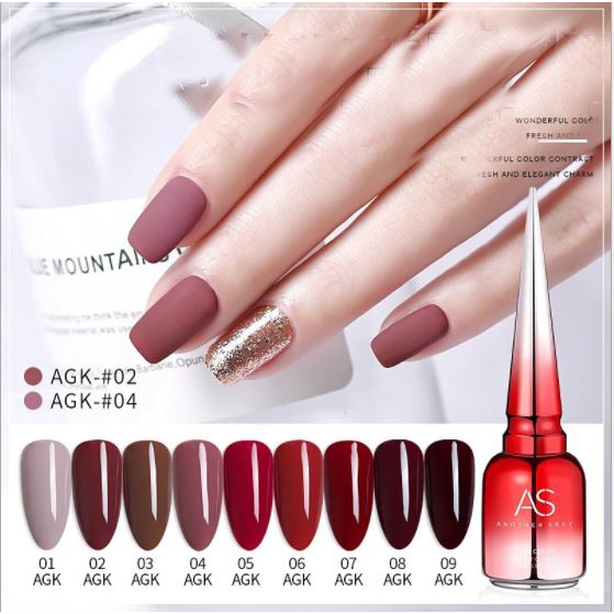 Sơn gel AS mã AGK mẫu chai đỏ nhọn 9 chai 15ml siêu HOT siêu xịn