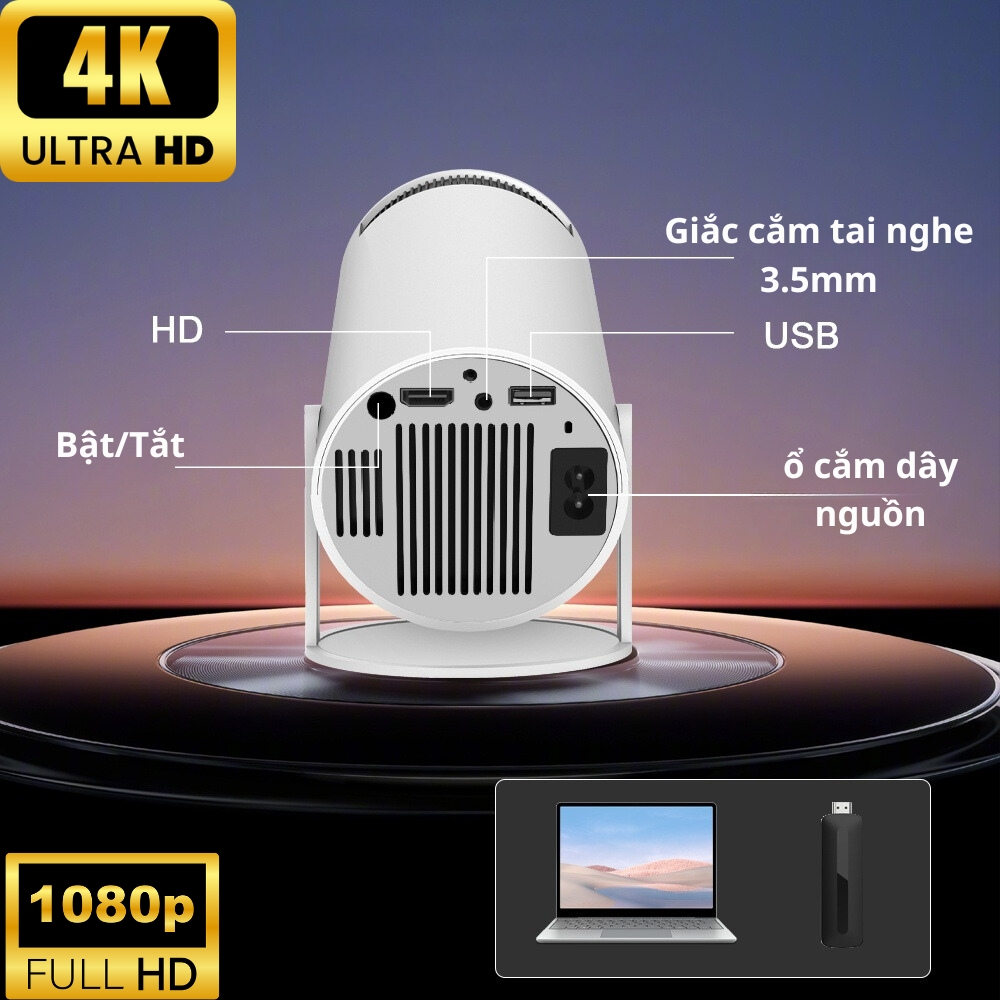 Máy chiếu mini GS300 độ phân giải Full HD độ sáng 8000 lumens kết nối ...
