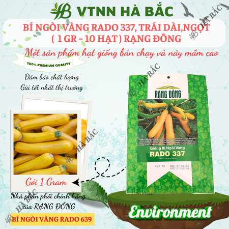 Hạt Giống Bí Ngòi Vàng RADO 337 (Gói 1g~10 Hạt) Rạng Đông, Nảy Mầm Tốt, Trồng Quanh Năm, Sinh Trưởng Khỏe