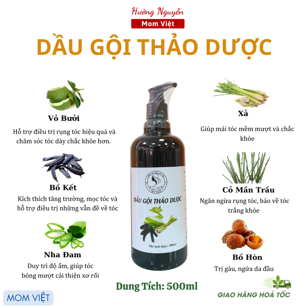 Dầu gội bồ kết cô đặc, sạch gàu, kích thích mọc tóc, giảm rụng