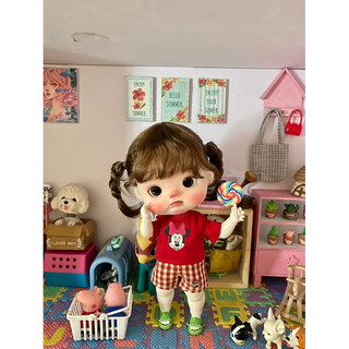 Set áo thun hình ngẫu nhiên quần caro size dian mập, cừu bé( size khác vui lòng ib)