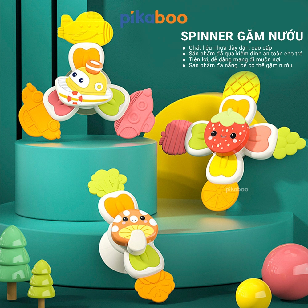 Ảnh Đồ chơi con quay spinner gặm nướu ngộ nghĩnh 3 trong 1 cao cấp Pikaboo bộ 3 con quay cao cấp an toàn 2