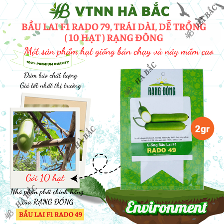 Hạt Giống Bầu Lai F1 RADO 49 (Gói 10 Hạt) Rạng Đông, Trái Dài, Nảy Mầm Tốt, Trồng Quanh Năm