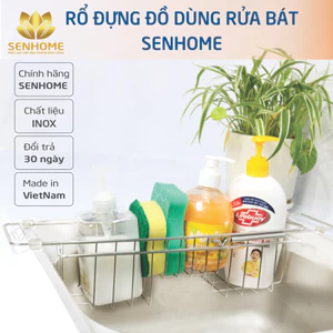 Kệ Đựng Đồ Rửa Chén Bát Gác Bồn Rửa Chén SENHOME SH-RD20 Chất Liệu Inox, Có Thể Kéo Giãn Điều Chỉnh Độ Dài