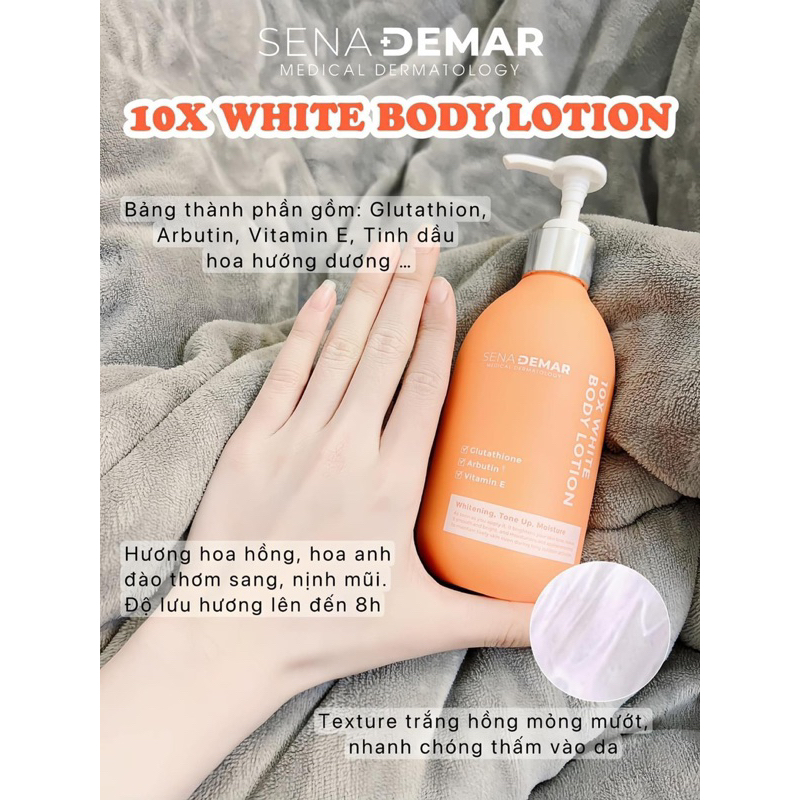 Kem body sena demar 10x white body lotion giúp dưỡng trắng da 300ml - hạn 2028 kem body senademar Hàn Quốc  IS177