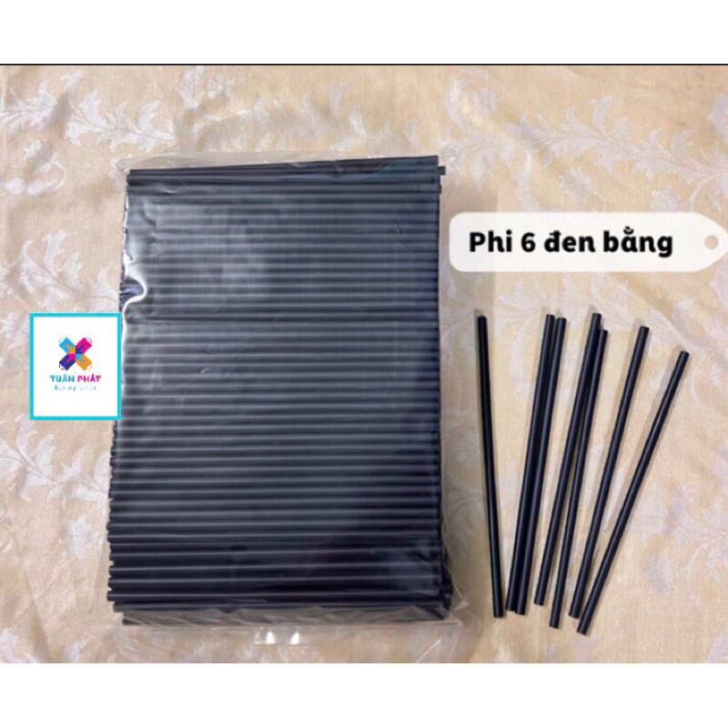 Combo 200 ống hút cafe phi 6 đen dùng một lần giá sỉ