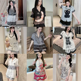 Đồ Bộ Lụa Áo Cộc Quần Đùi Lụa Xước Ánh Kim 5D Thiết Kế Công Nghệ Mới Sang Chảnh Pijama HuDo