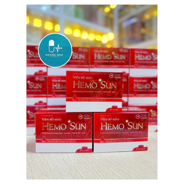 Viên bổ máu Hemo Sun ( Hạn mới 2029 - hộp 60 viên ) Bổ sung sắt ở dạng sắt hữu cơ
