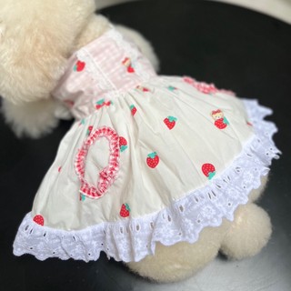 ĐẦM THÚ CƯNG 2 DÂY XOÈ BÈO TRÁI TIM HOẠ TIẾT TRÁI DÂU