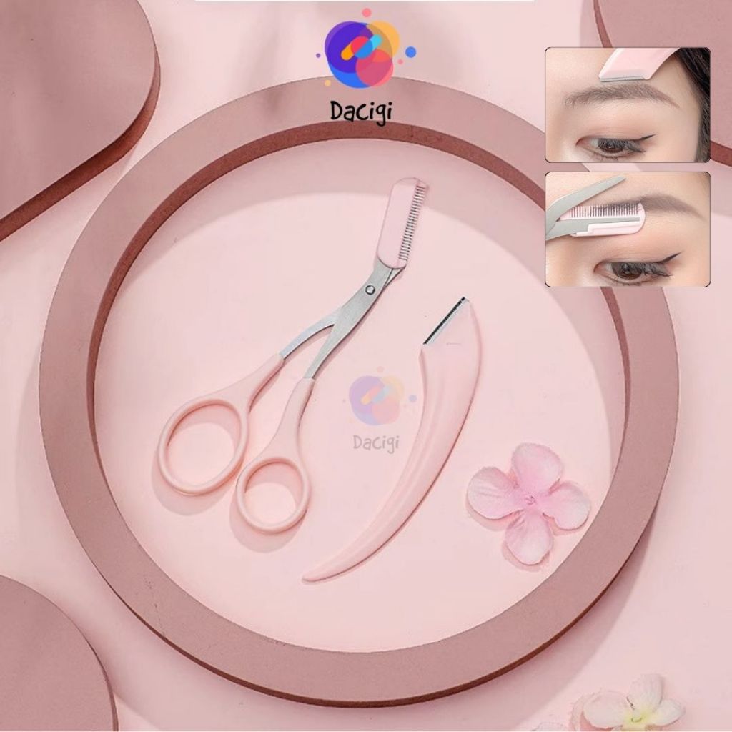 Set tỉa lông mày cao cấp, bộ dụng cụ cắt tỉa lông mày chuyên dụng với kéo và dao cạo - Dacigi